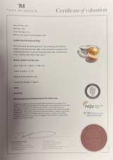 10mm Golden South Sea Pearl & Diamond Set 18K White Gold Ring Size K Val $5175