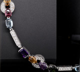 Impressive Multi Gem Set 0.95ct G VS Diamond 18K W/Gold Bracelet 18cm Val $12140.