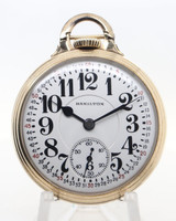 Vintage 1940 Hamilton Grade 992E Model 2 10K G/F 51mm 21J O/F Pocket Watch