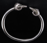 Vintage Sterling Silver Open Torque Cuff Bracelet 14.3g Double Rams Head