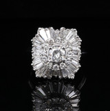 Vintage 3.30 cttw Diamond Set 14ct White Gold Ballerina Ring Size P Val $15180.