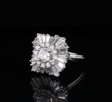 Vintage 3.30 cttw Diamond Set 14ct White Gold Ballerina Ring Size P Val $15180.