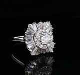 Vintage 3.30 cttw Diamond Set 14ct White Gold Ballerina Ring Size P Val $15180.