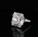 Vintage 3.30 cttw Diamond Set 14ct White Gold Ballerina Ring Size P Val $15180.