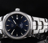Auth Tag Heuer Link Calibre 5 Automatic 200m Steel Diamond Bezel Watch WBC 2113