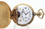 RARE Antique Hebdomas Gold Plated 8 Day 50mm 15J Hunter Pocket Watch SERVICED