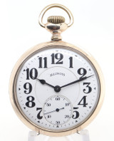 1917 Illinois A.Lincoln 21J 16s 10K Gold Filled Model 9 Open Face Pocket Watch