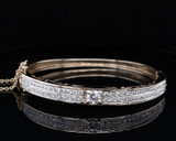 Vintage 14k Gold 1.60ct I VS Diamond Set hinged Bangle Val $10410