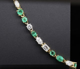 Natural Emerald & 1.83ct Diamond Set 18ct Yellow Gold Bracelet 19.5cm Val $18930