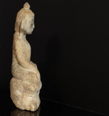 19th Century Burmese Shan Carved 18cm Marble Figure of Buddha