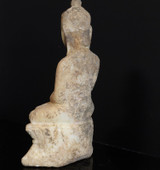 19th Century Burmese Shan Carved 18cm Marble Figure of Buddha