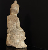 19th Century Burmese Shan Carved 18cm Marble Figure of Buddha