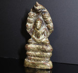19th Century Burmese Shan 11.4cm Gilt Bronze Figure of Buddha with Naga