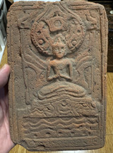 Antique 12th Century Pagan Terracotta Votive Tablet Buddha From Burma