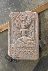 Antique 12th Century Pagan Terracotta Votive Tablet Buddha From Burma