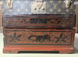 Antique Burmese/ Myanmar Decorated Lacquer Box 135mm x 228mm x 75mm