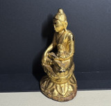 19th Century Burmese Mandalay Buddha Lacquered Wood Statue 10.8cm High