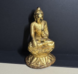 19th Century Burmese Mandalay Buddha Lacquered Wood Statue 10.8cm High
