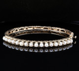 Vintage 13k Gold Cultured Pearl Hinged Bangle 10.6g Val $5680