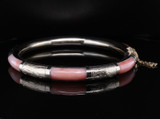 Vintage 14k Gold Angle Skin Coral Set hinged Hollow Bangle 13.54g