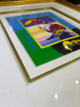 Original Peter Max Umbrella Man On Blends 2009 Unique Painting 23.5cm x 18.5cm