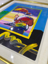 Original Peter Max Umbrella Man On Blends 2009 Unique Painting 23.5cm x 18.5cm