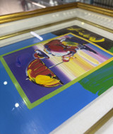 Original Peter Max Umbrella Man On Blends 2009 Unique Painting 23.5cm x 18.5cm