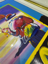 Original Peter Max Umbrella Man On Blends 2009 Unique Painting 23.5cm x 18.5cm