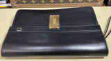 Vintage 80s Dunhill Clutch Bag Black Oxford Leather Lockable Business Bag