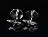 Vintage Alfred Dunhill Silver Tone Iconic Round Cufflinks