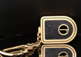 Vintage Alfred Dunhill Gold Tone & Black Leather Iconic d Key Ring
