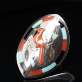 Nancy & Ruddell Laconsello Zuni Red Coral Cardinal Turquoise Silver Ring Size O 16g