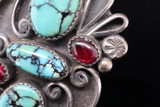 Antique Navajo Sterling Silver & Garnet Stone Pendant