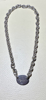 Please Return To Tiffany & Co Circular Tag .925 Sterling Silver 39cm Necklace