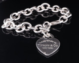 Return to Tiffany & Co Heart Tag 'PJH'.925 Sterling Silver 19cm Chain Bracelet