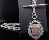 Antique Chester 1904 J&R Griffin Sterling Silver & Gold 40cm Fob Chain