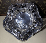Antique Woodside Sterling Co Art Nouveau Floral Decorated Sterling Silver Bowl