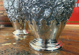 Antique 20th C. Pair of Persian Solid Silver Repousse Vases 1796g
