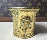 Anqitue Persian Qajar Dynasty Torquoise & Garnet Gold Plated Hookah Cup #2