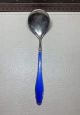 Vintage Hestenes Norway .925 Sterling Silver Blue Enamel Coffee Spoon