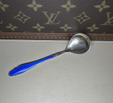 Vintage Hestenes Norway .925 Sterling Silver Blue Enamel Coffee Spoon