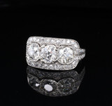 Antique Handmade Deco 2.18cttw Old Cut Diamond Cluster Platinum Ring Sz J1/2 Val $14360.