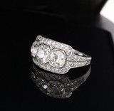 Antique Handmade Deco 2.18cttw Old Cut Diamond Cluster Platinum Ring Sz J1/2 Val $14360.