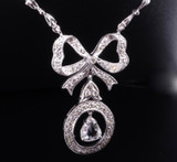 Vintage 1.76 cttw Rose Cut & Brilliant Cut Diamond 18k Gold Necklace Val $11500