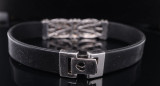 Vintage Art Deco Style .925 Sterling Silver 18.5cm Rubber Bracelet