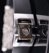 Vintage Art Deco Style .925 Sterling Silver 18.5cm Rubber Bracelet