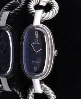 Super RARE Vintage 1970s Omega Deville Emerald Sterling Silver Watch Ref 8260