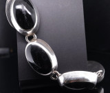 Vintage Mexican .925 Sterling Silver & Onyx 53.2g 21cm Bracelet