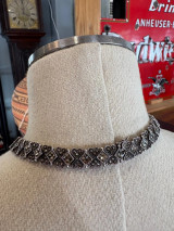 Vintage Heart Shaped Sterling Silver & Marcasite Set Links 41cm Collar Necklace