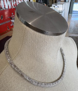 Vintage Baguette Sterling Silver 16cm Engraved Collar Necklace